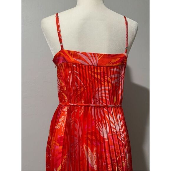 Milly Irene Tropical palm print Asymmetrical pleated accents dress 6 - Picture 10 of 12